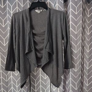 Derek Heart Charcoal Open Front Cardigan
